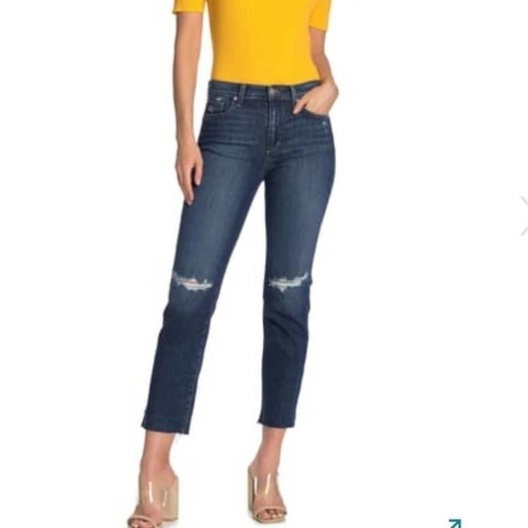 Joe's High Rise Straight Leg Distressed Jeans - Picture 2 of 9